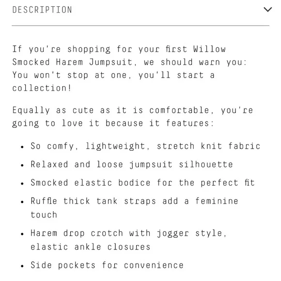 Three Birds Nest Willow Coco Harem Romper Large - Picture 4 of 7